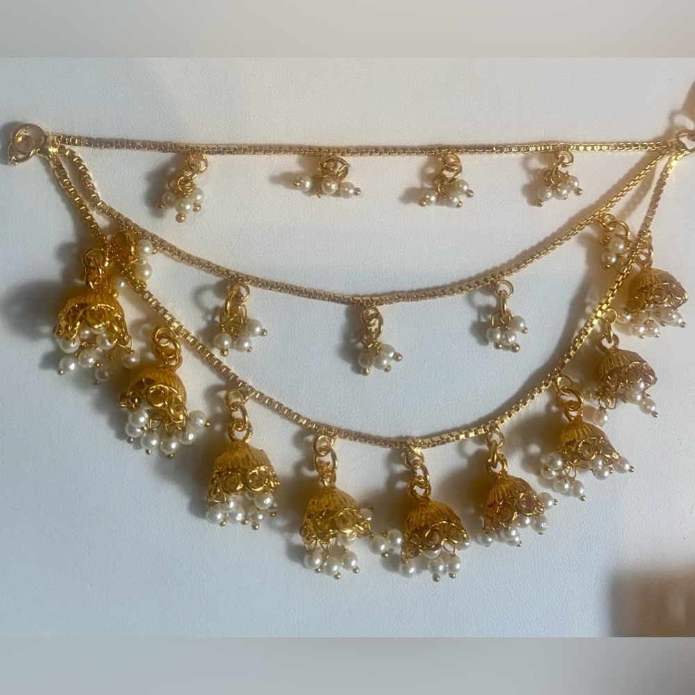Gold Plated Bahubali Pearl hair chain